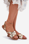 Flat Ladies Sandals Made Of Eco Leather Gold Illoria