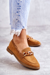 Women's Suede Loafers With A Chain Camel Noli