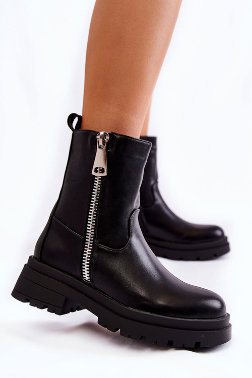 Women's Warm Boots With Zippers Black Jette