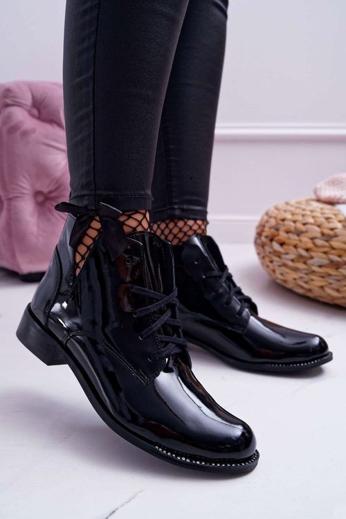 Women's Boots Flat Heel Lacquered Black Nicole 2420