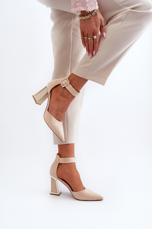 Beige Suede Pumps With Stiletto Heel Lodho