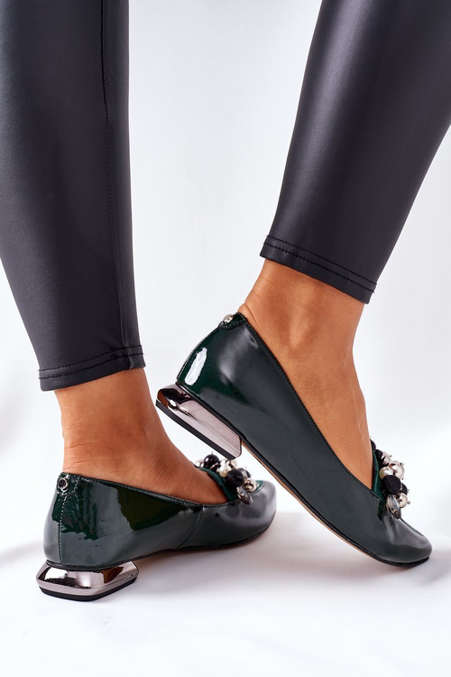 Women's Ballerinas Laura Messi Leather Green 2157