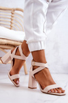 Elegant Sandals On A Block Heel Beige Michele