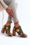 Lace Sandals with Stiletto Heel Dark Green Hey Lover