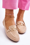Suede Moccasins With Decorative Element Beige Reed