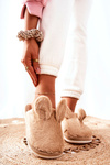 Fur Slippers With Ears Beige Thorpe 