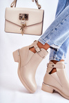 Women's Leather Flat Boots On A Flat Heel Beige Marla