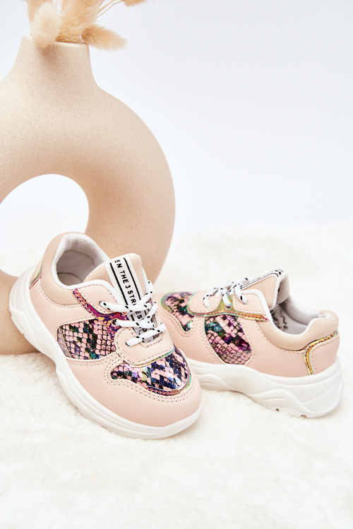 Leather Sport Shoes Snakeskin Pink Gabbie