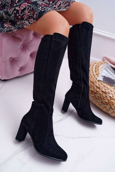 Damskie Kozaki Sergio Leone Zamszowe Czarne KZ275