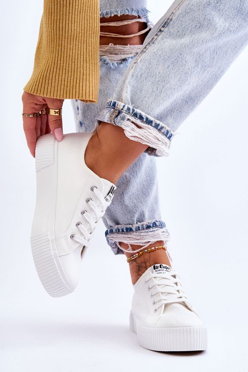 Trampki Wygodne Platforma Białe Lee Cooper LCW-23-31-1806L