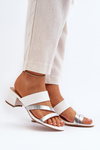 Women's Low Heel White Mules Rosila