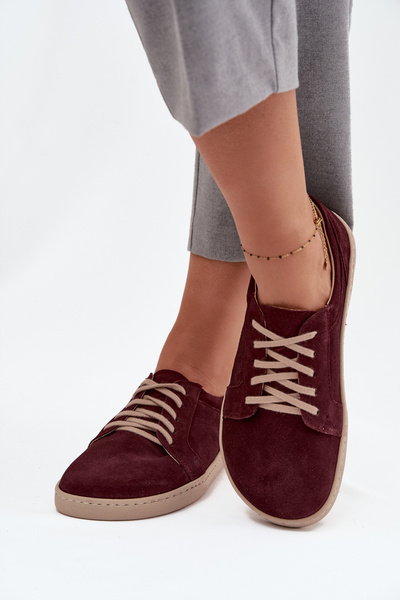 Damskie Zamszowe Trampki Bordowe Zazoo 314