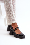 Black Patent Leather Pumps on Chunky Heel Halmina