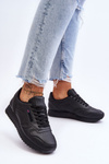Leather Lace Up Platform Sports Shoes Black Merida