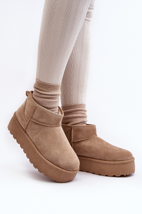Women's Snow Boots On Platform Beige Mennja