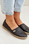 Espadryle Damskie Eleganckie Skóra Naturalna Czarne Zazoo 10177