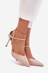 Patent leather heels with strap beige Tarilin