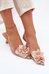 Transparent High Heels With Decorative Flower Nude Risalie