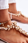 Women's Sandals Flip-Flops With A Decorative Belt Beige Daylight