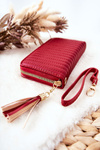 Quilted Wallet with Tassel Red