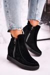Women's Ankle Boots With Hidden Platform Suede Black Silvia