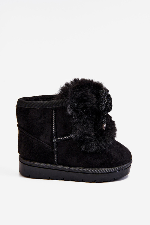 Children's Snow Boots Insulated With Fur Suede Black Amelia