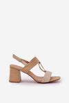 Block Heel Sandals Beige Afleeria