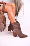 Women's Cowboy Boots On Block Heel Suede Brown Emily