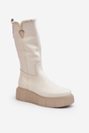Women's Wool Leather Boots Cream Bayla