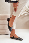 Glossy Ballerinas On Low Heel With Open Heel Black Kairael