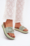 Women's Platform Slippers With Decoration Green Daphira