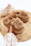 Children's furry slippers with bear brown Dicera