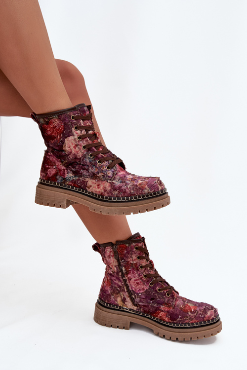Patterned Women's Boots Lined Artiker 57C1055 Bordeaux