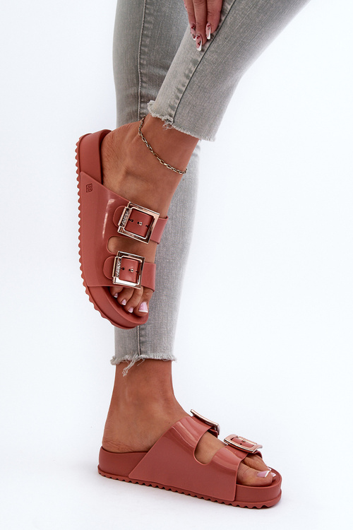 Klapki Damskie Z Klamrami Brudny Róż ZAXY JJ285246