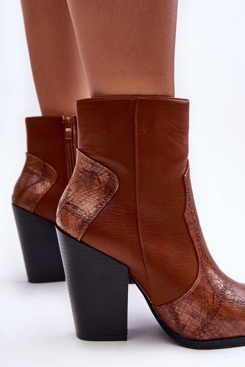 Kowbojki Botki Damskie Skóra Brązowe Fiorene WS007