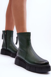 Zazoo 60369 Women's Leather Platform Ankle Boots Green