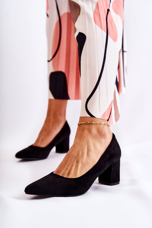 Classic Suede Pumps On A Heel Black Lency