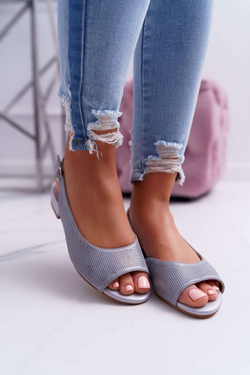 Women's Flat Heel Sandals Sergio Leone SK809 Grey Skaldo