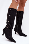 Women's Boots On Heel With Decorative Details Black Hovelle