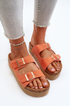 Women's Platform Sandals with Buckles Orange Lolpey