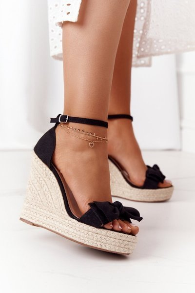 Wedge Sandals With Braids Black Go For It