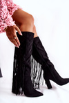 Suede Boots With Fringes Black Avilla 