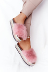 Platform Slippers With Eco Fur Pink Adventure
