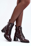 Lace-Up Heel Boots in Burgundy SBarski MR870-06