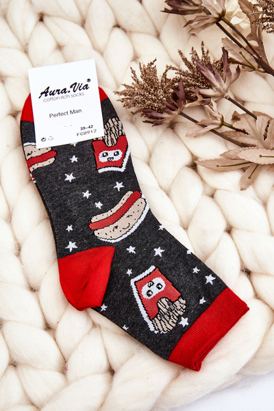 Men's Funny Mismatched Socks Hot-Dog And Donut Graphite