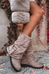 Women's Boots With Turned Cuff To Mid-Calf With Buckle Khaki Minelle