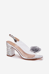 Transparent Heels With Crystals And Decoration D&A MR51-702 Silver