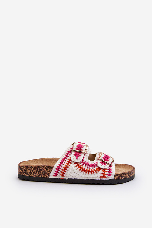 Women's White Slide Sandals with Cork Sole Fannea