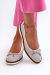 Women's Cutout Ballerina Flats Made of Genuine Leather Maciejka P6509-11 White