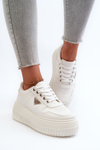 Women's Sneakers Made of Eco Leather on Chunky Platform White Chrisstin